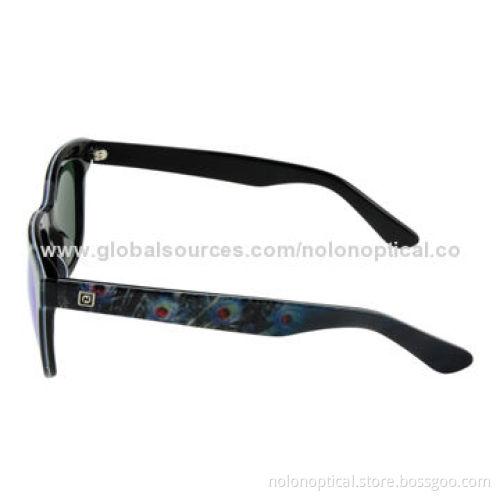 HD patterned acetate sunglasses inside with Black